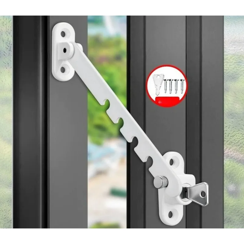 1 Stück Multifunktionaler Fensterhalterungs-Haken, Verstellbarer Begrenzer, Windstütze, Positionierungsstopper, Drehkippfenster-Verriegelung