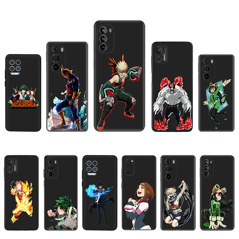 Black Soft Phone Case for Motorola G32 G50 G51 5G G60 G71 G22 G52 G72 G53 G73 G60S Moto G9 My Hero Academia Midoriya-Izuku Cover