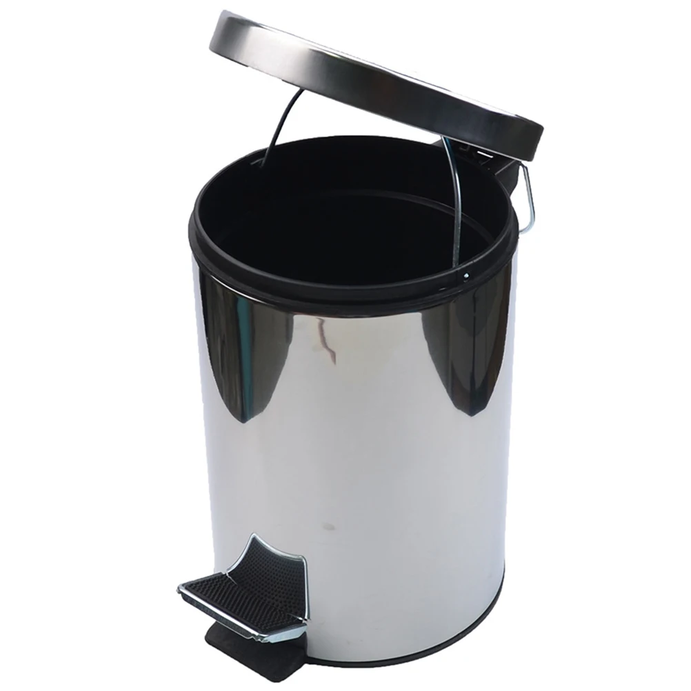 

Pedal Trash Can 5L Large Capacity Anti Slip Metal Garbage Bin Waste Container Kitchen Bedroom Bathroom Easy Use Home