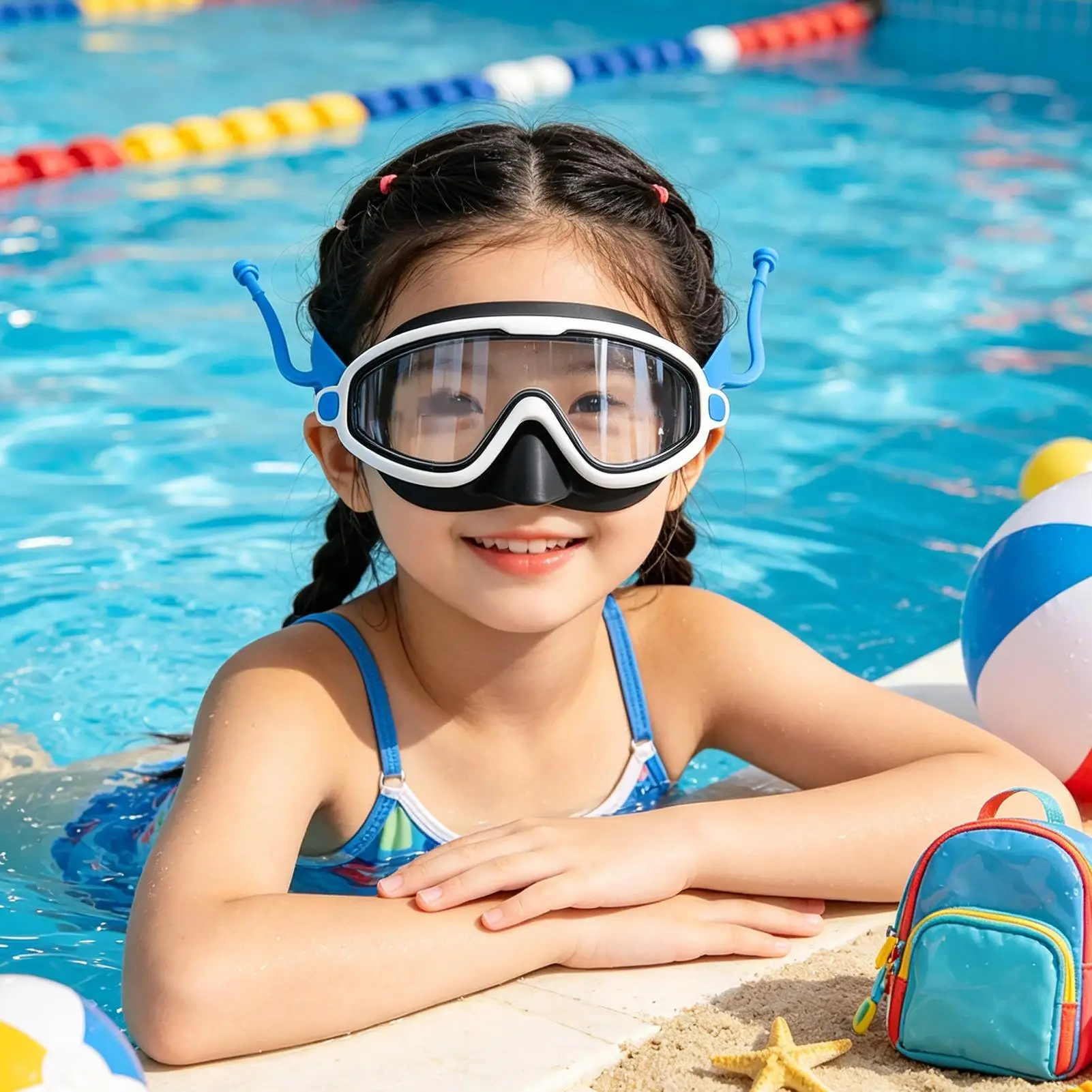 Swim Goggles Kids Anti-Fog Children Protection Lens With Nose Cover Anti Fog Swim Goggles For Beach Outdoor Camping Hiking