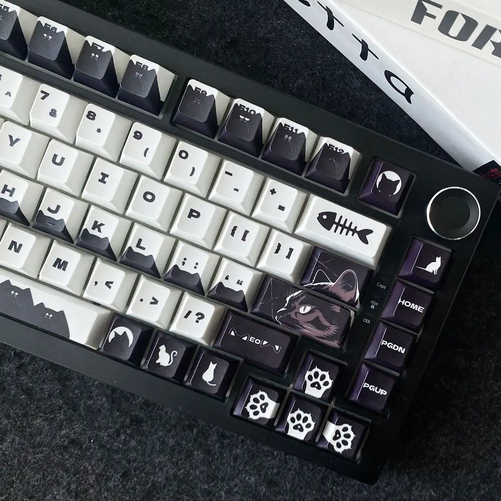Black Cat Keycaps Personalized Keycaps DIY Mechanical Keyboard Keycaps DIY Customized Small Full Set 61 68 75 87 98 104 108 Key