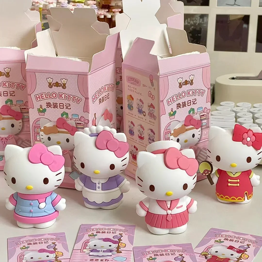 Sanrio Hello Kitty Blind Box Specified Design  Princess Dress Up Diary Series Anime Action Figure Toy Dressing Birthday Gift Toy