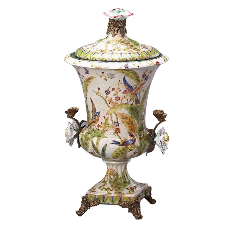 

2024 new luxury ceramic brass European desktop vase, office hotel home decoration art decoration design