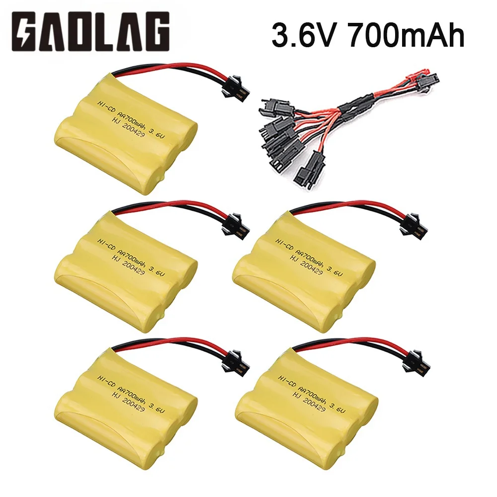 (SM Plug) 700mah 3.6V NiCD Battery For Rc toys Car RC Tanks RC Trains RC Robot RC Boat Gun AA 3.6 v 700 mah Rechargeable Battery