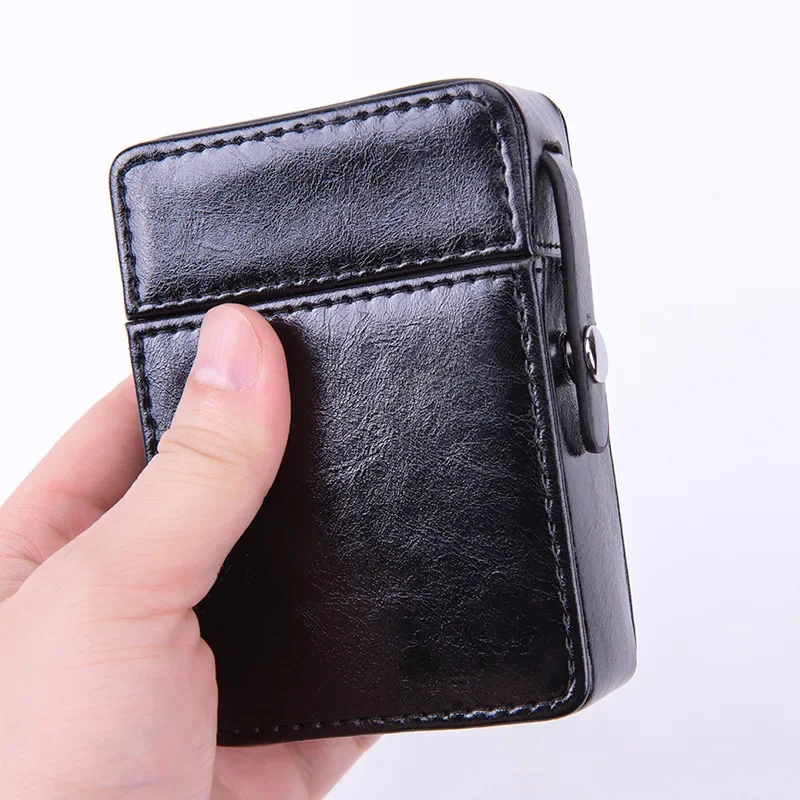 Lighter Cigarettes Case Box PU Leather Cigarettes Box Lighter Case Card Wallet Protective Case Cigarettes Lighter Box Case Gift