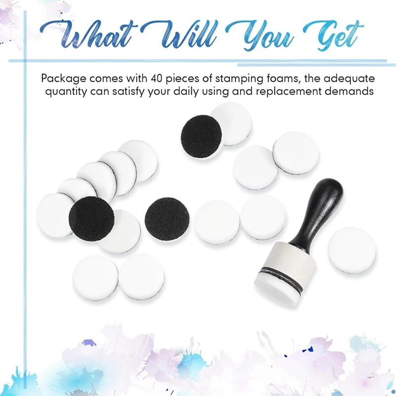 ABXF-42-Piece Mini Ink Tool Set, Includes 2 Round Mini Smudge Tools And 40 Replacement Foam Pads For Drawing Smudge Mixtures