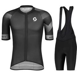 SCOTT Cycling Jersey Set Men Cycling Set Outdoor Sport Bike Clothes Women Breathable Anti-UV MTB Bicycle Clothing Wear Suit Kit