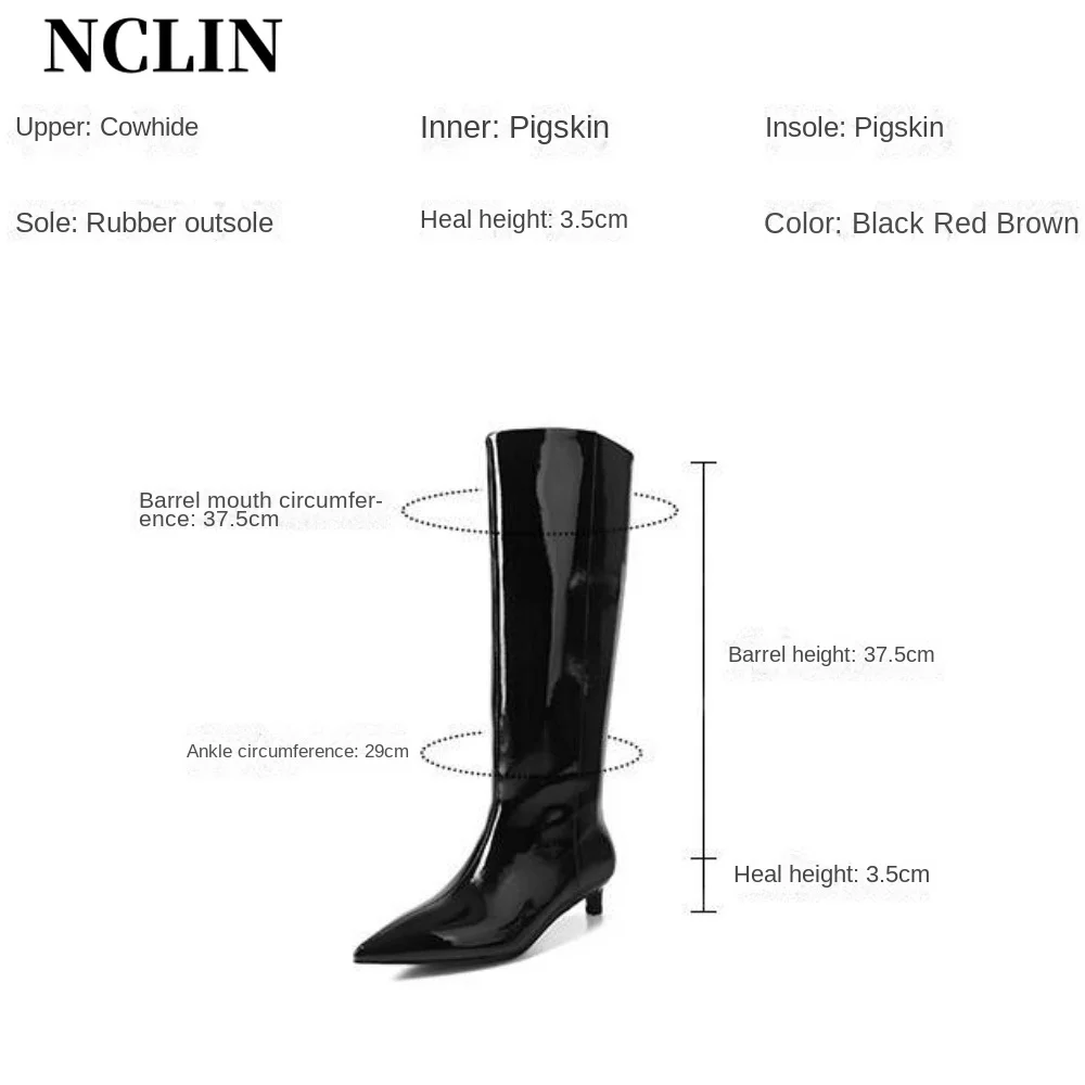 NCLIN-Botas hasta la rodilla para mujer, zapatos de tacón alto fino sin cordones, sexys, puntiagudos, para fiesta y boda, color negro, 2024