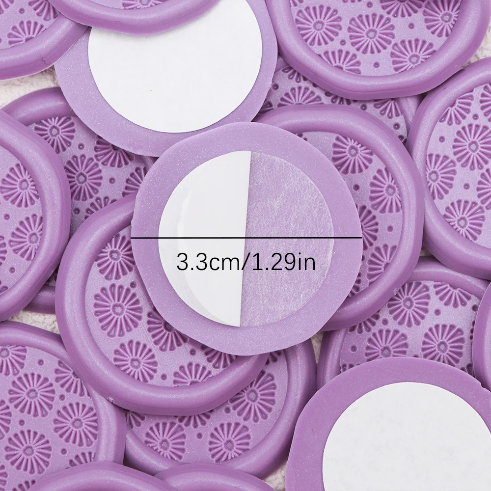 25pcs Daisy Wax Seal Stickers - Yellow/Purple Flowers Wedding Invitation Envelope Seal Stamp Stickers, Self-Adhesive Stickers