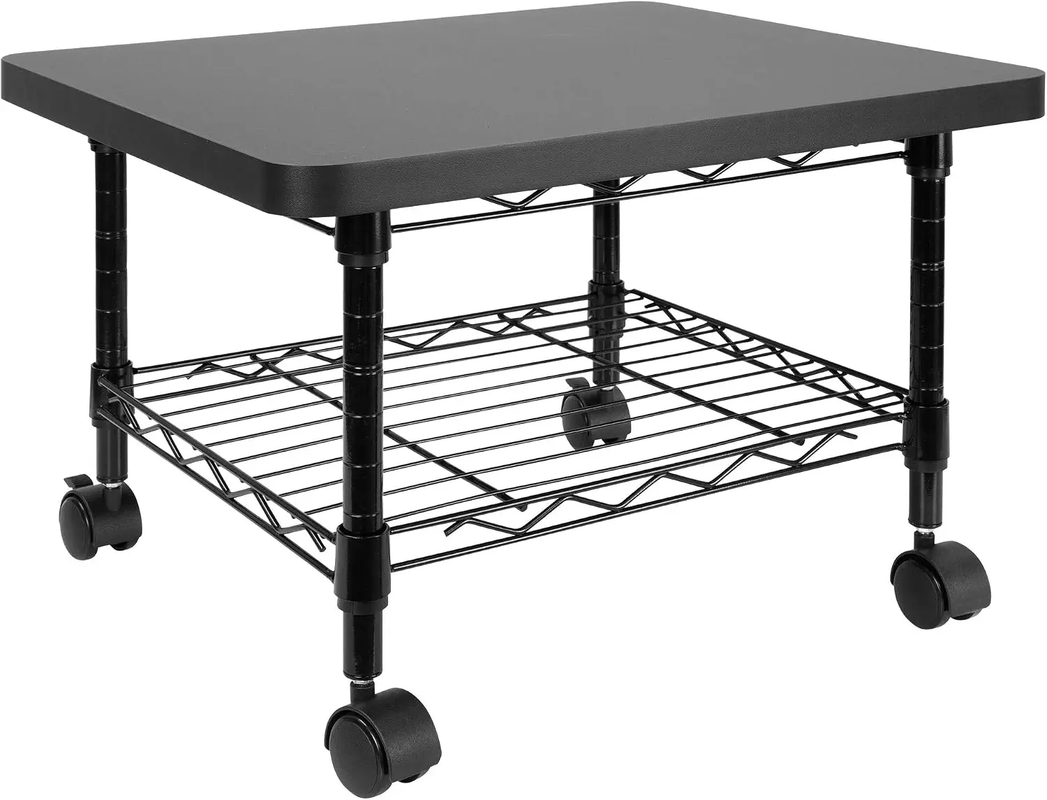 

Under Desk Printer Stand with Wheels, 2-Tier Mobile Cart for Office and Home Use, Black