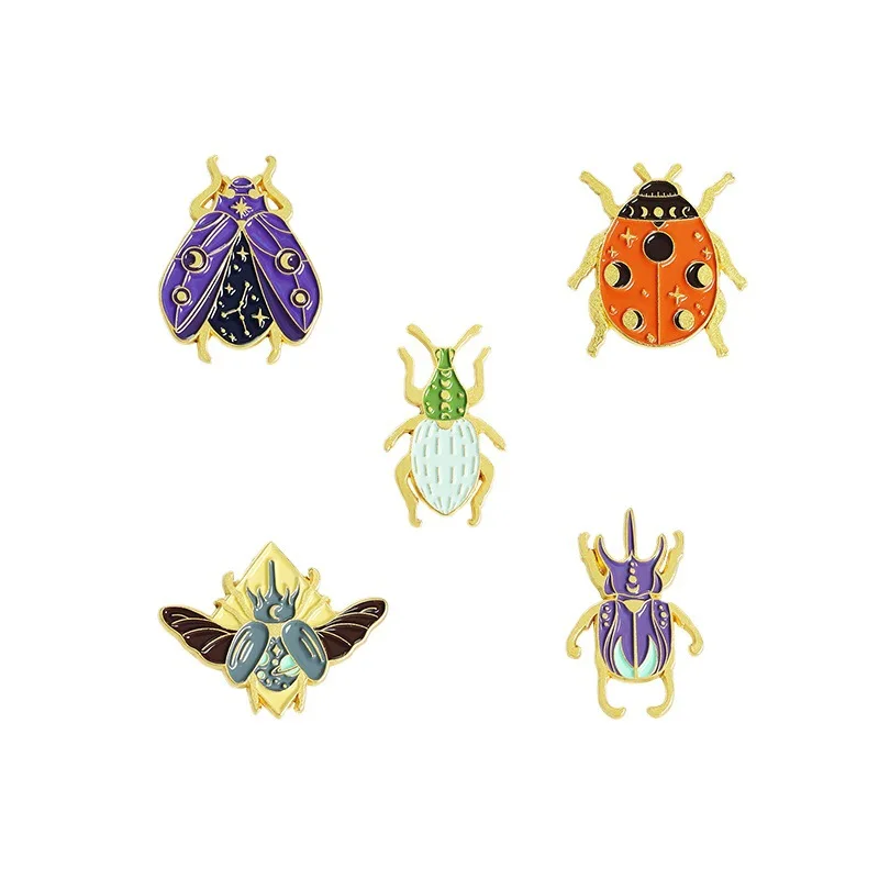 New Cartoon Animal Series Alloy Badge Cute Seven Star Ladybug Insect Shape Accessories Gift