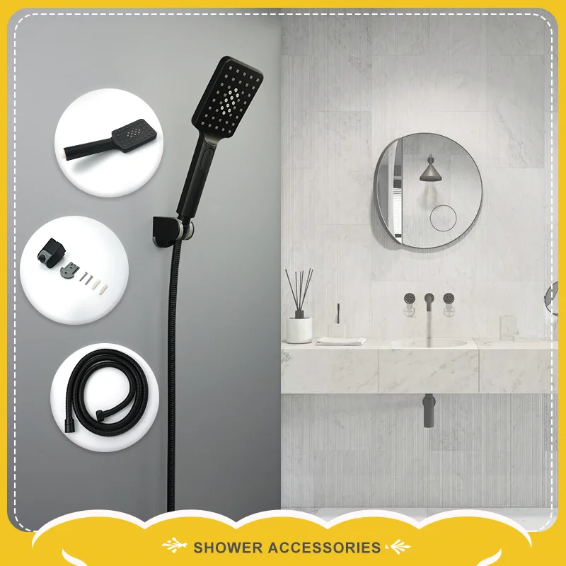 Pressurized Water Saving Shower Head Brushed Gold ABS 3 Functions Plastic Handheld Rain Spray Tub Shower Bathroom Accessories