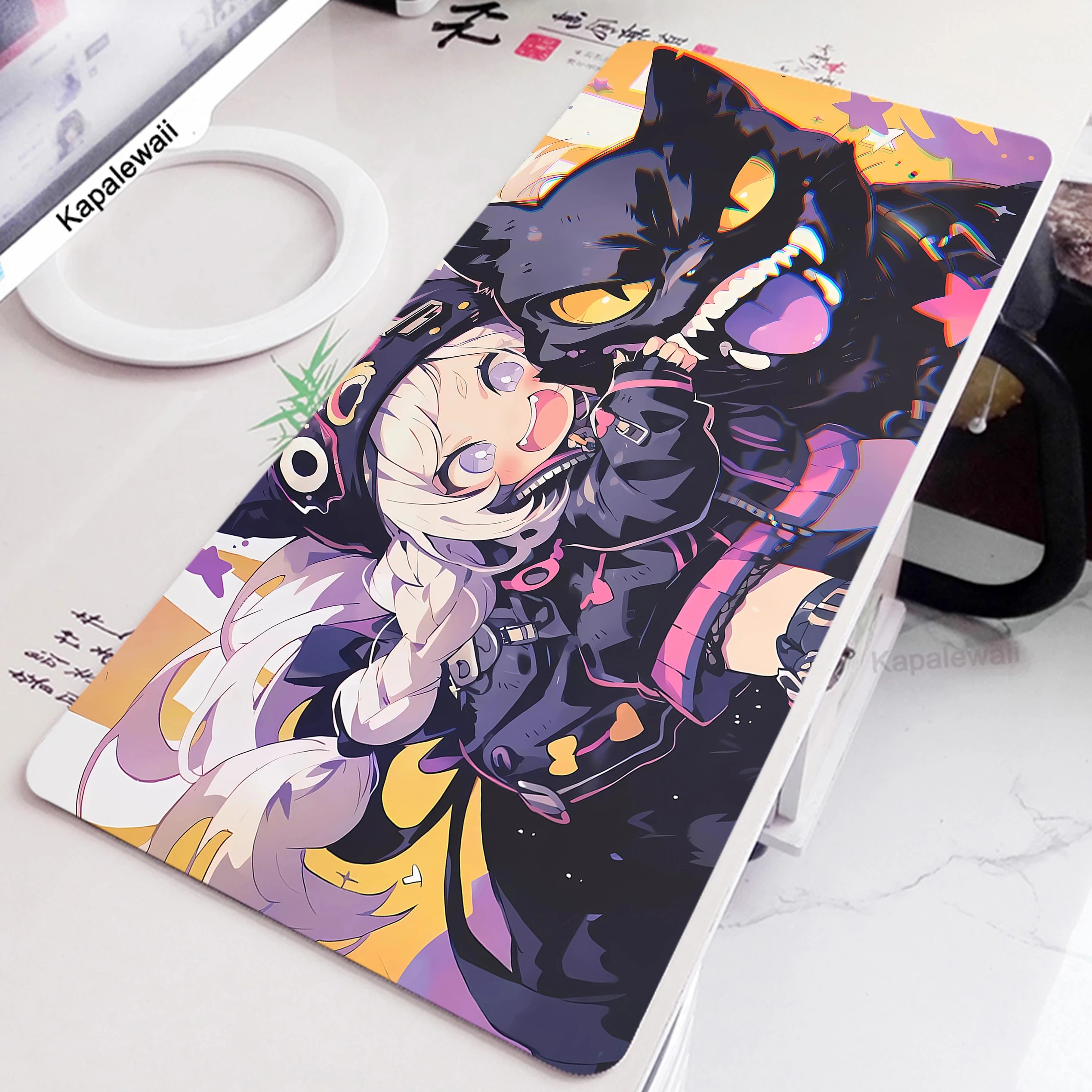 

Gaming Mousepad Office Aniem Girl Cat Mouse Pad Oversize Non-slip Desk Mat Laptop Speed Keyboard Pads 900x400mm Kawaii Mousemat