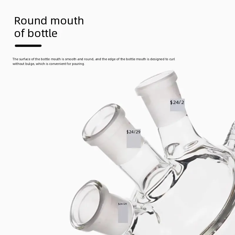 2000mL 24X24X24 Three-hole jacketed reaction bottle double-layer reactor Glass jacketed reaction flask