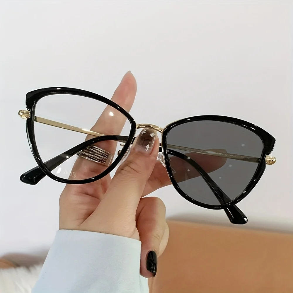 

1 pair of new INS style metal + PC material glasses frames, fashionable glasses for men and women, equipped with tinted lenses