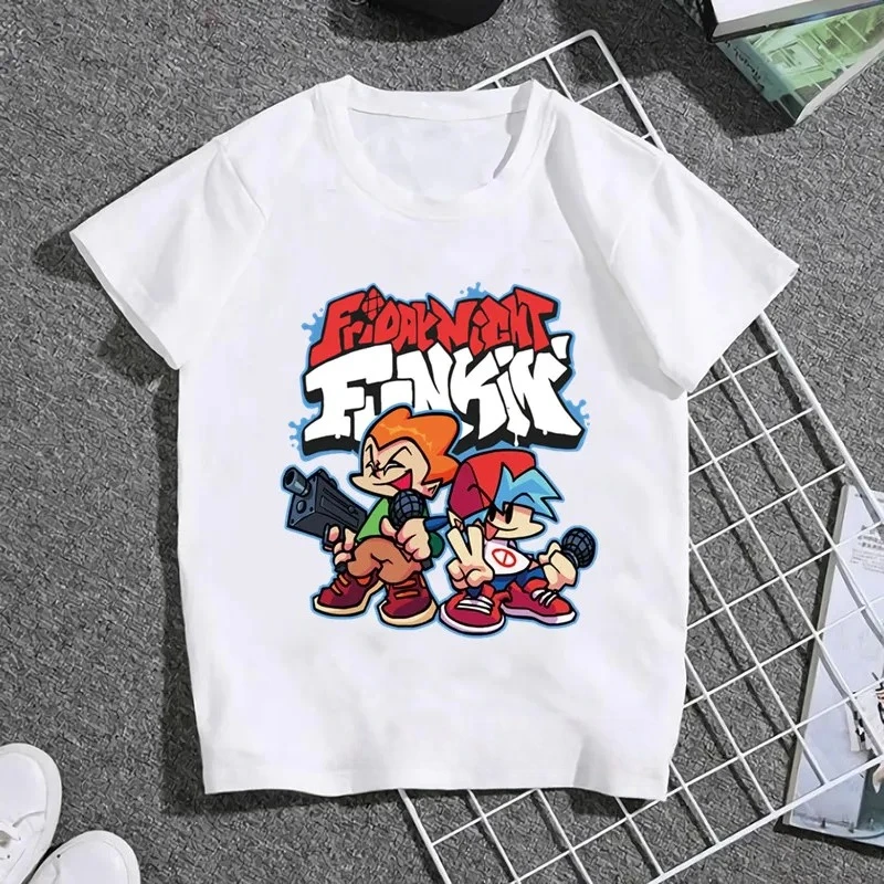 Hot Game Friday Night Funkin Cartoon Kids T Shirt Girls Summer Fashion Tops Baby Boys Clothes Children Short Sleeve T-shirt