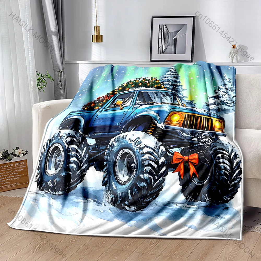 1PC Christmas Tree Pickup Truck Blanket Flannel Material Soft Warm for All Seasons, Home Outdoor Camping Picnics Luxury Gifts