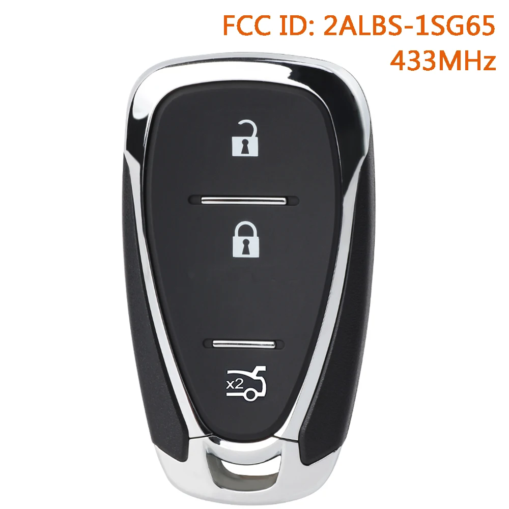 KEYECU 2ALBS-1SG65 433,92MHz Smart Fernbedienung Autoschlüssel für Chevrolet Onix Tracker Spark Orland 4A Chip 3 Tasten