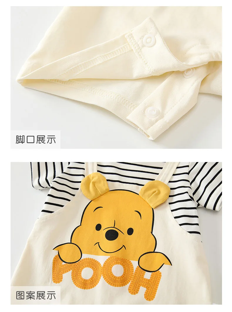 Ropa para recién nacidos, mono de manga corta con dibujos de Winnie the Pooh, cómodo y suave, para verano, para niños y niñas de 0 a 24 años