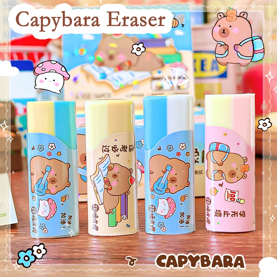 

Kawaii канцелярские товары, подарок учителю школы, канцелярские товары, класс обратно в школу, капибара, резиновые ластики для детей