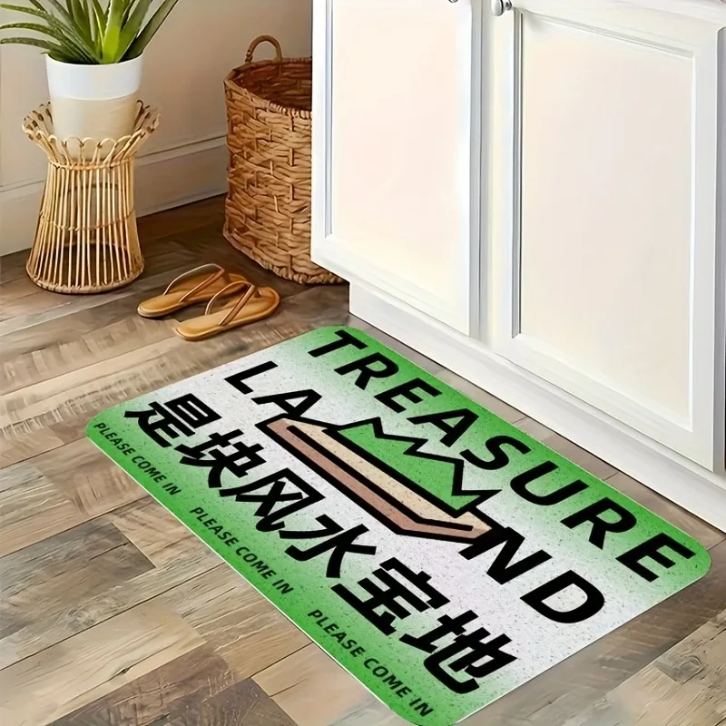 

1PC TREASURE LAND Pattern Kitchen Rug Non-Slip Door Mat Pop design Bathroom Rug Bath Mat Carpet for Home Sink Laundry ecoreeree