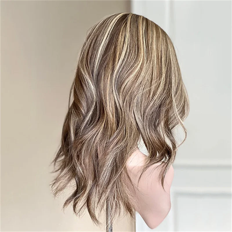 

Soft Natural Wig Ombre Honey Blonde Highlight Lace Front Wigs for Women Glueless Lace Wigs Natural Wavy Synthetic Wigs Sale