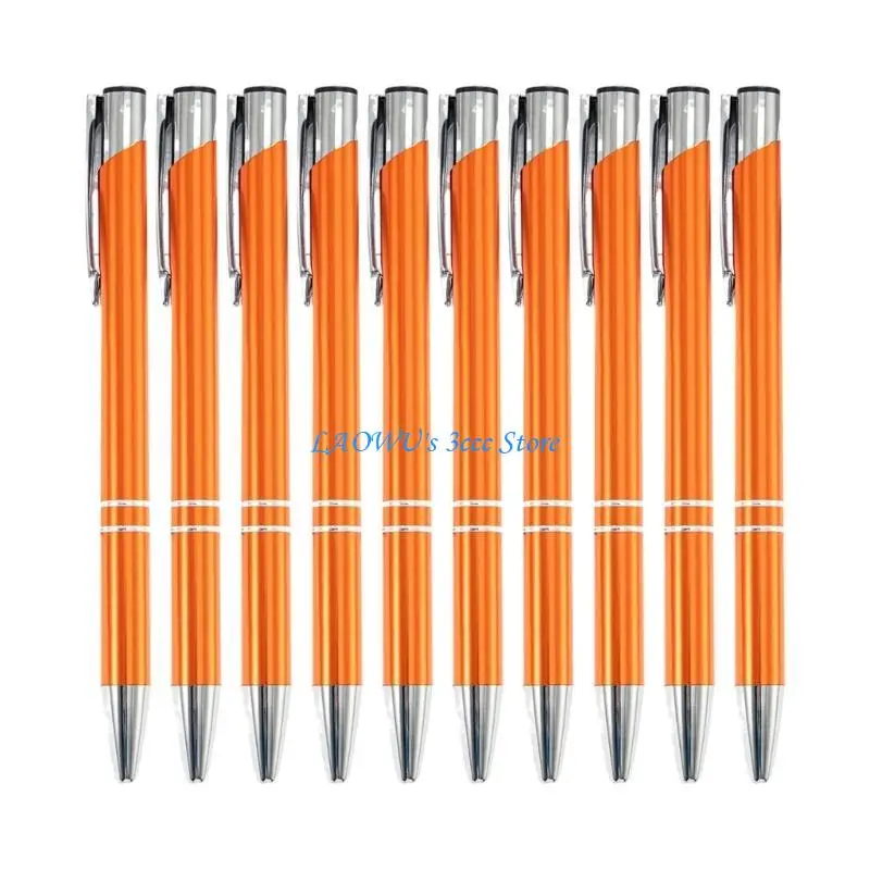

Y8AD 10x/Set Retractable Ballpoint Pen Metal Pen Journaling Pen 1.0mm Writing Pen Stationery Supplies for Students