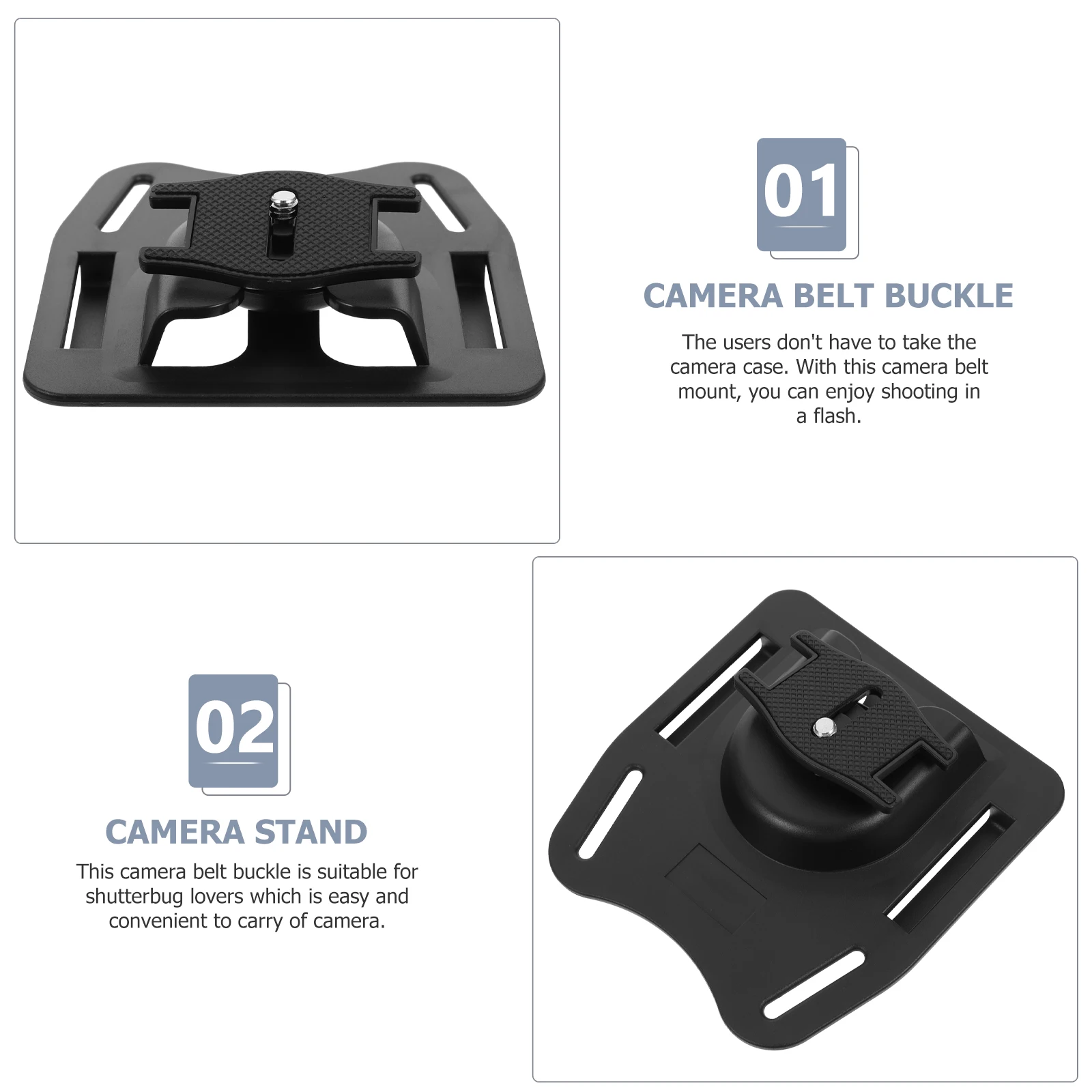

Camera Belt Buckle Holder Clip Harness Plastic Waist Rig Black Secure Durable Travel Purse Lightweight