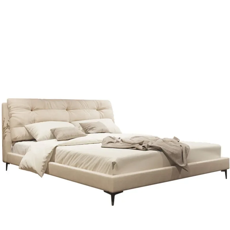 

Italian, creamy, fairy, cloud bed fabric, double bed, modern, minimalist