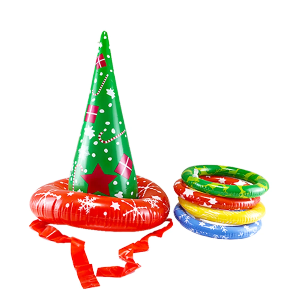 Christmas Party Throwing Inflatable Ring Toss Game Ferrule Ring Elk Antlers Hat Candy Kids Favor Outdoor Indoor Game Props