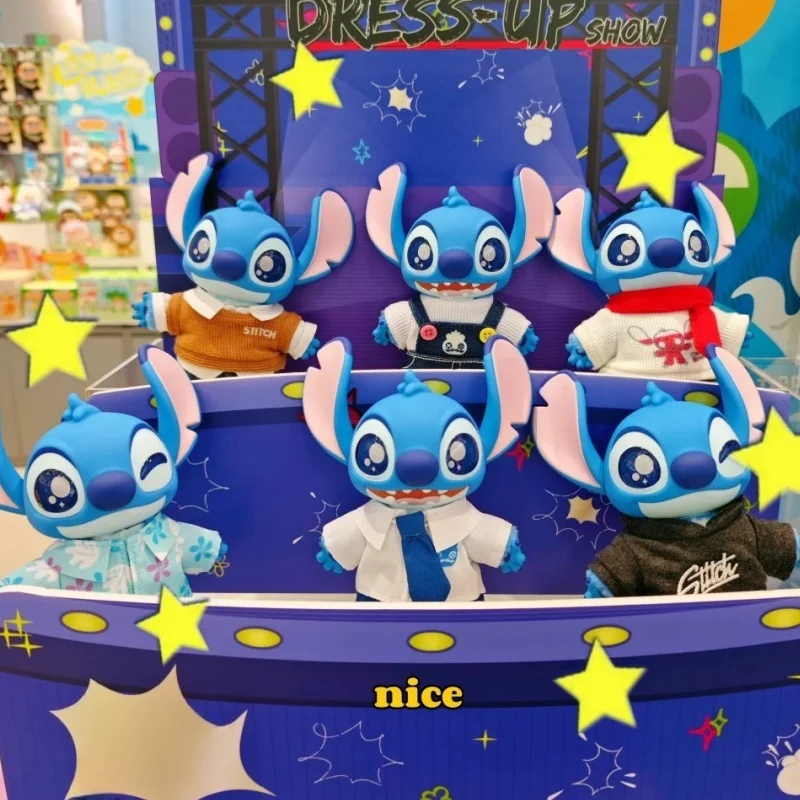 Nuevo Stitch Dress Up Show Series Linda muñeca de vinilo caja ciega de moda muñeca de juguete llavero bolsa colgante niña cumpleaños regalo para niños