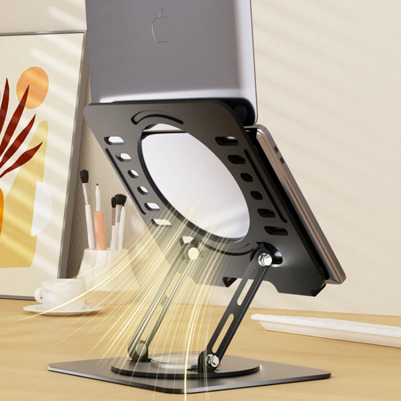 Rotating Laptop Stand Foldable Computer Riser Cooling Holder Metal Desk Stand for Office Home Adjustable Space Saving