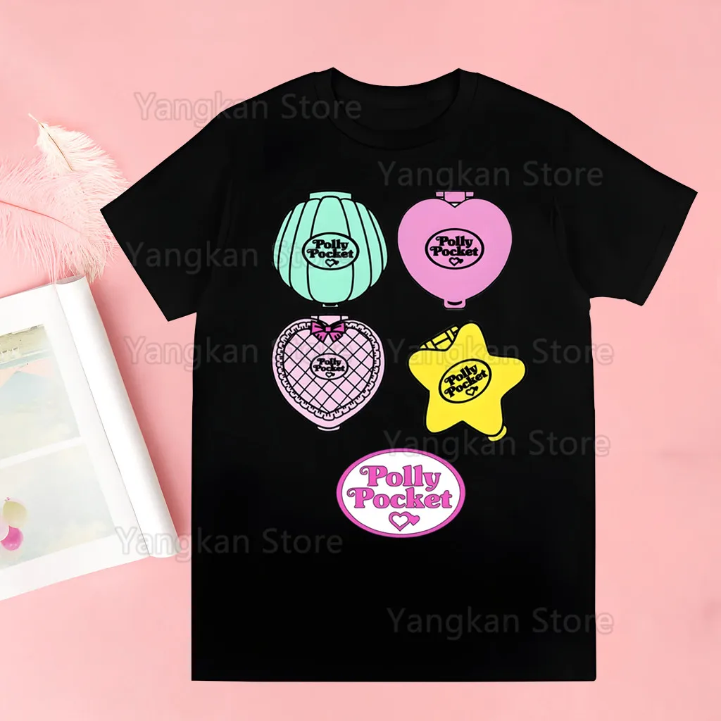 Polly Pocket T Shirts for Guys O-Neck Short Sleeve Regular Height Quality Hip-Hop Tee Shirt