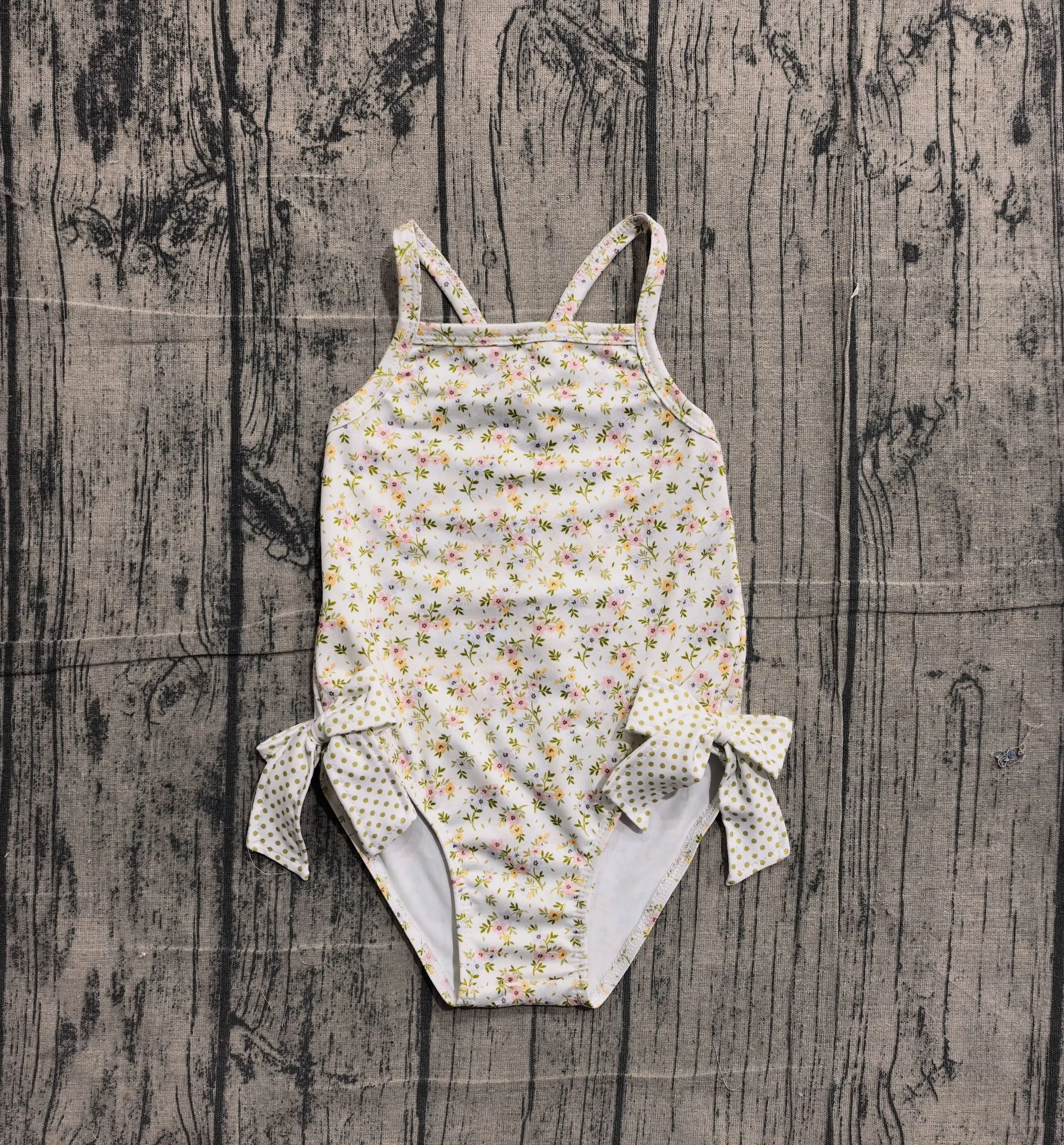 Wholesale Children Toddler Summer Inner Swimwear Infant Sleeveless Floral Bows Swimsuit Clothing Baby Girl Swimming Suit