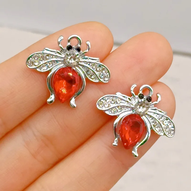 

10pcs Crystal Bee Charms Insect Alloy Pendants for Jewelry Making DIY Necklace Earrings Bracelet Accessories Supplies