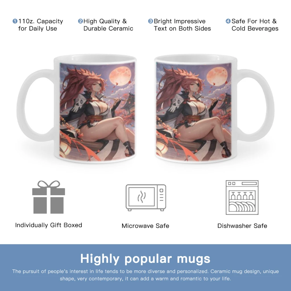 Guilty Gear Baiken Dizzy Anime Free shipping Ceramic Cup Coffee Oatmeal Breakfast Cup Creative Personality Mug