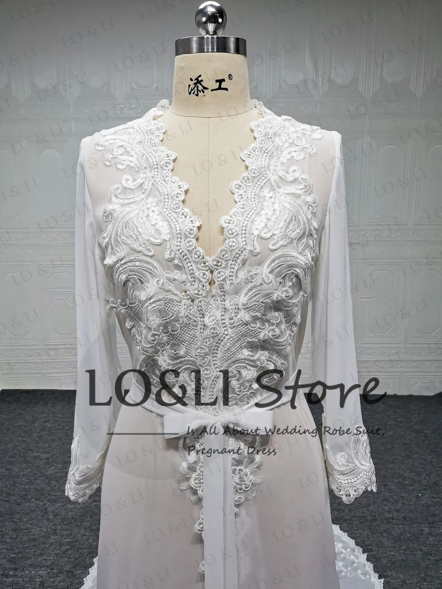 LO&LI Summer White Bridal Robe Wedding Luxury 2023 Chiffon with Lace Long Dress Pregnant Photoshoot Vestido Elegant Custom Made