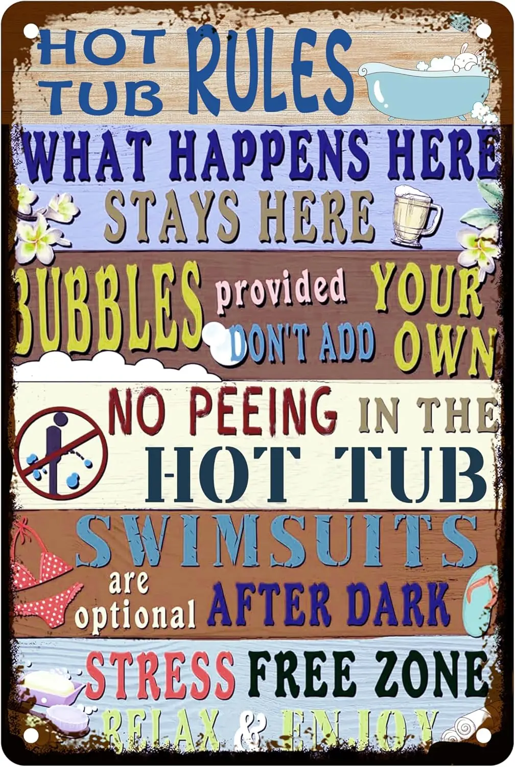 Bathroom Decor Metal Sign Hot Tub Rules Tin Sign Vintage Bar Home Bathroom Pool And Patio Decor Wall Decoration Tin Sign 12 sign