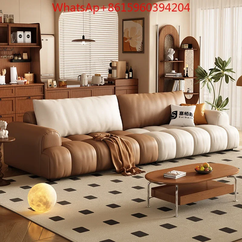 Puff Marshmallow Fabric Sofa Modern Simple Living Room Cat Scratch Small Unit Cream Wind French Leather Sofa