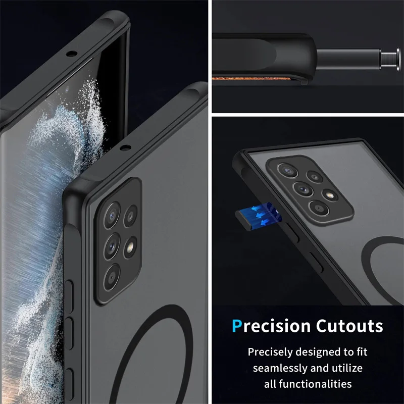 Translucent Magsafe Matte Phone Case for Samsung Galaxy A70 A70S A10S A20S A12 A42 M51 A32 A52 A52S A72 A22 F52 A04 4G 5G