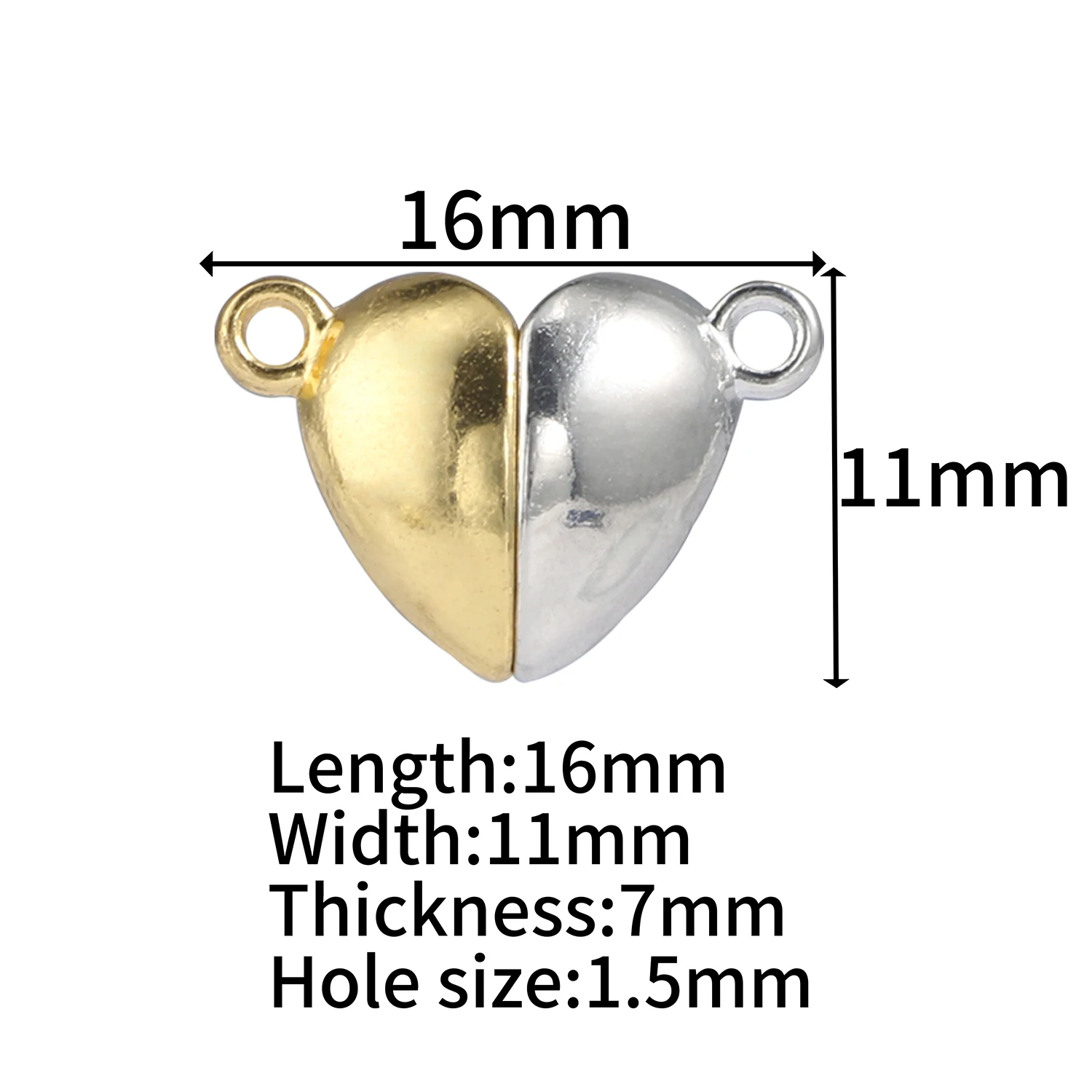 5 zestawów Miłość w kształcie serca Magnetyczne połączone zatrzaski Koraliki Charms Zaślepki DIY Para Bransoletka Naszyjnik do tworzenia biżuterii Znalezienie — zdjęcie 3