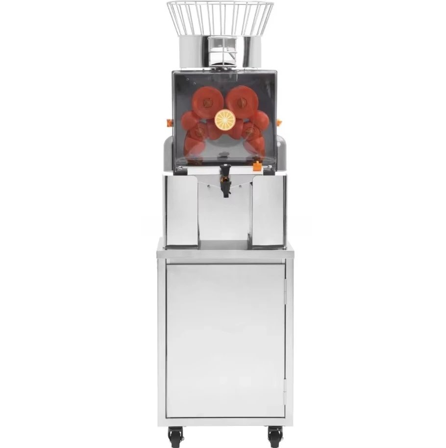 Commercial Orange Juicer, Automatic Feeding Juice Extractor with Pull-Out Filter Box, PC Cover, 3 Peel Collecting Buckets view 2