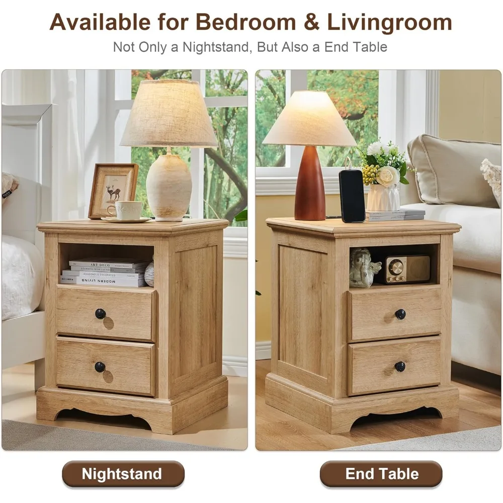 Винтажный 18-дюймовый деревянный столик с зарядной станцией и ящиками для хранения вещей