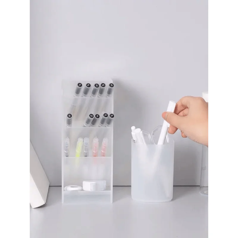 Creative Multifunctional 4 Grid Desktop Organizer Pen Holder Makeup Storage Box School Office Accessories Stationery