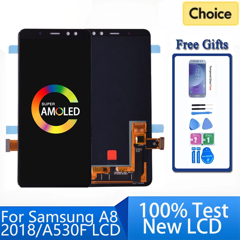 

Super Amoled For SAMSUNG A8 2018 A530 A530F LCD Display Touch Screen Digitizer Assembly A8 2018 Duos LCD A530F/DS