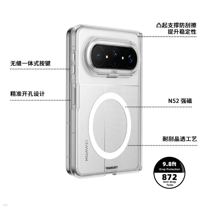 YOUNGKIT for Huawei Pura X Max Foldable Phone Case Cover Clear Magnetic Ultra-Thin Slim Minimalist Premium