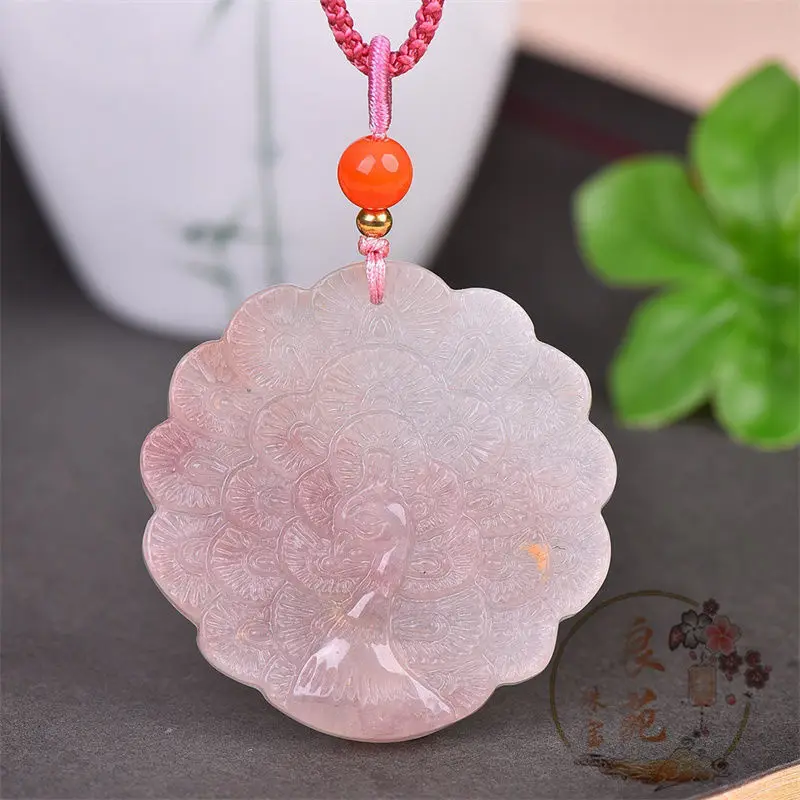 Golden Silk Jade Violet Peacock Stone Pendant Vintage Style Women's Classic Auspicious