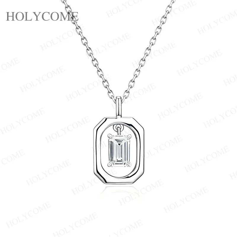 Smaragdschliff Moissanit-Anhänger 925 Sterling Silber Rechteckige Plakette Halskette D-Farbe Minimalistischer Alltagsschmuck Feiner Schmuck – Detail 2