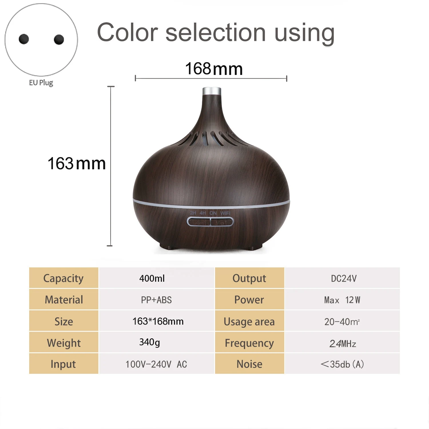 Smart WiFi Air Humidifier Essential Oil Diffuser Works with Alexa & Google Home Deep Wood EU Plug