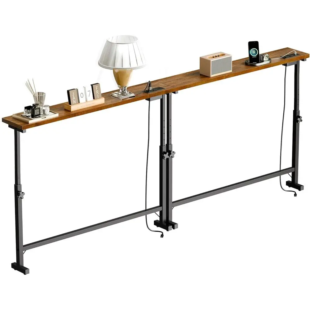 

2 Pack 79" Behind Couch Table with Adjustable Height Narrow ole Soa Table with 2 Power Outlets Long Entryway Table or Hallway